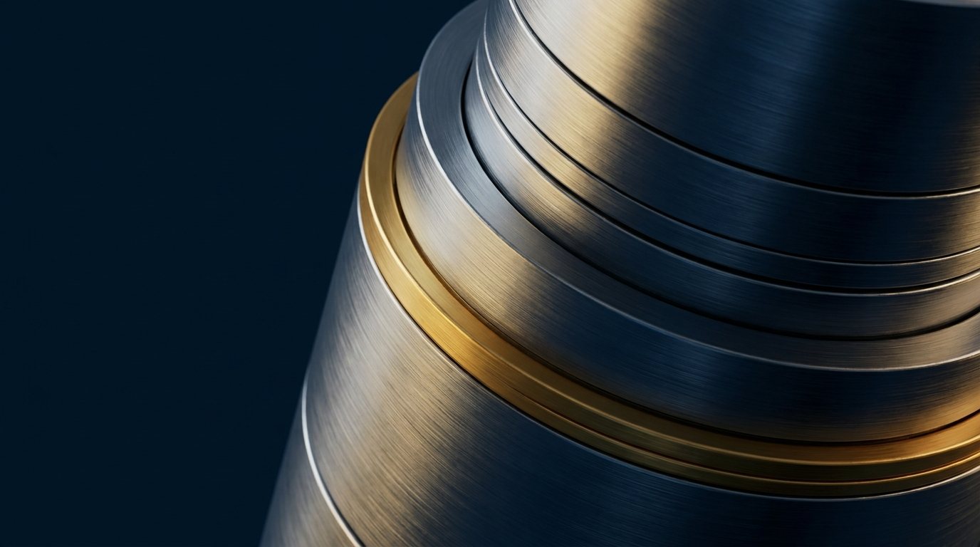 Präzisionsmechanik mit konzentrischen Ringen, ein Ring golden